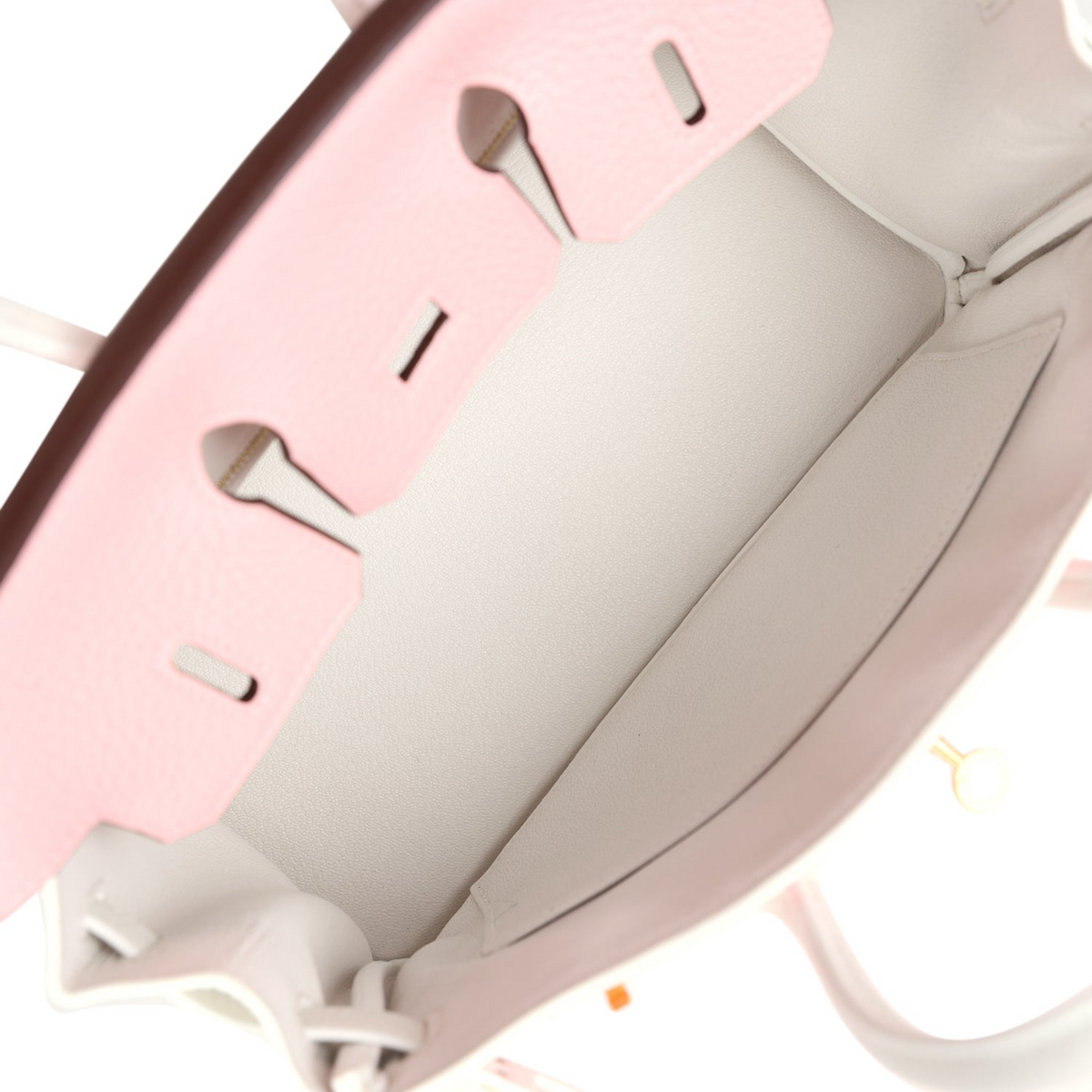 Hermès Special Order (HSS) Birkin 25 Rose Sakura and White Clemence Brushed Gold Hardware