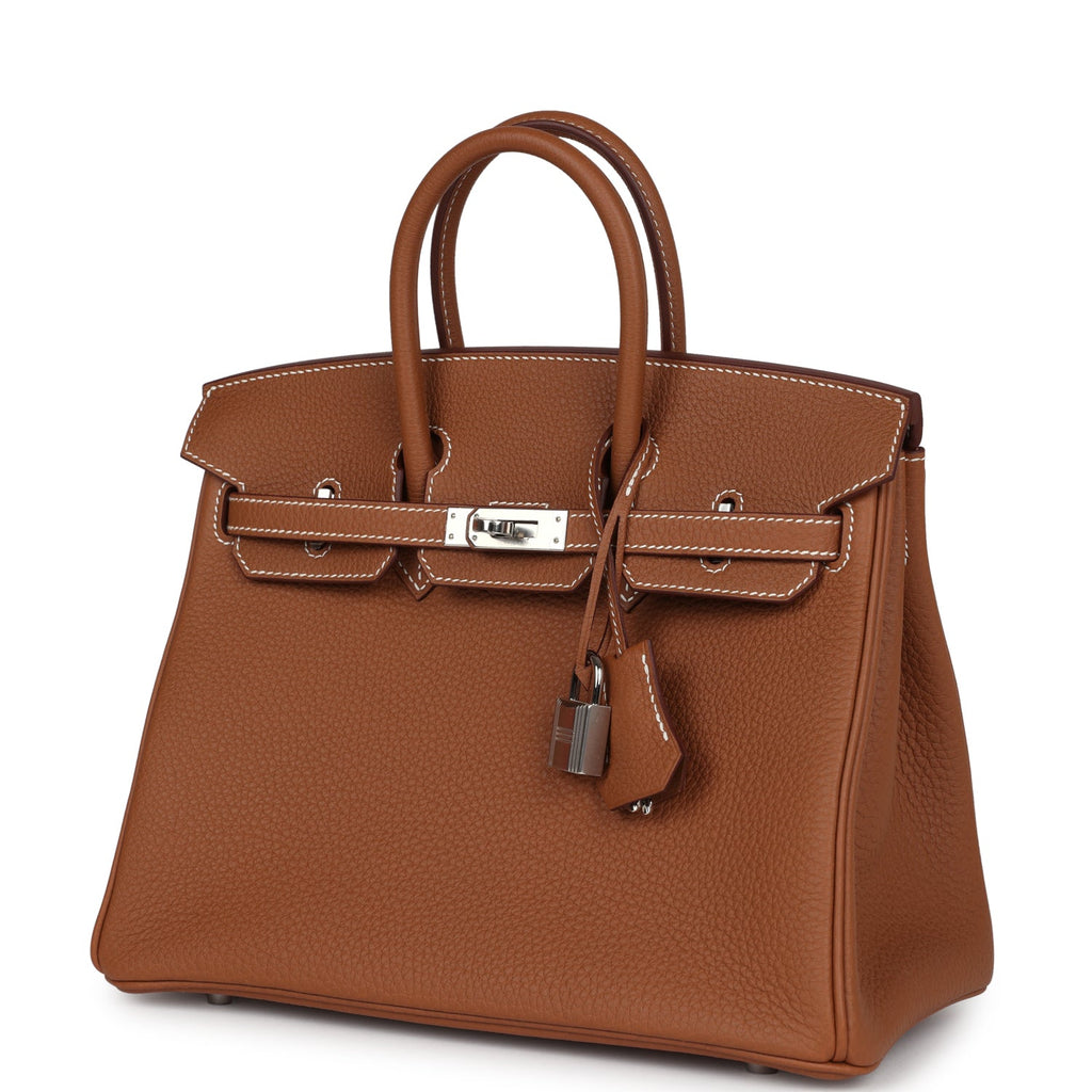 Birkins 25 Gold Togo Palladium Hardware