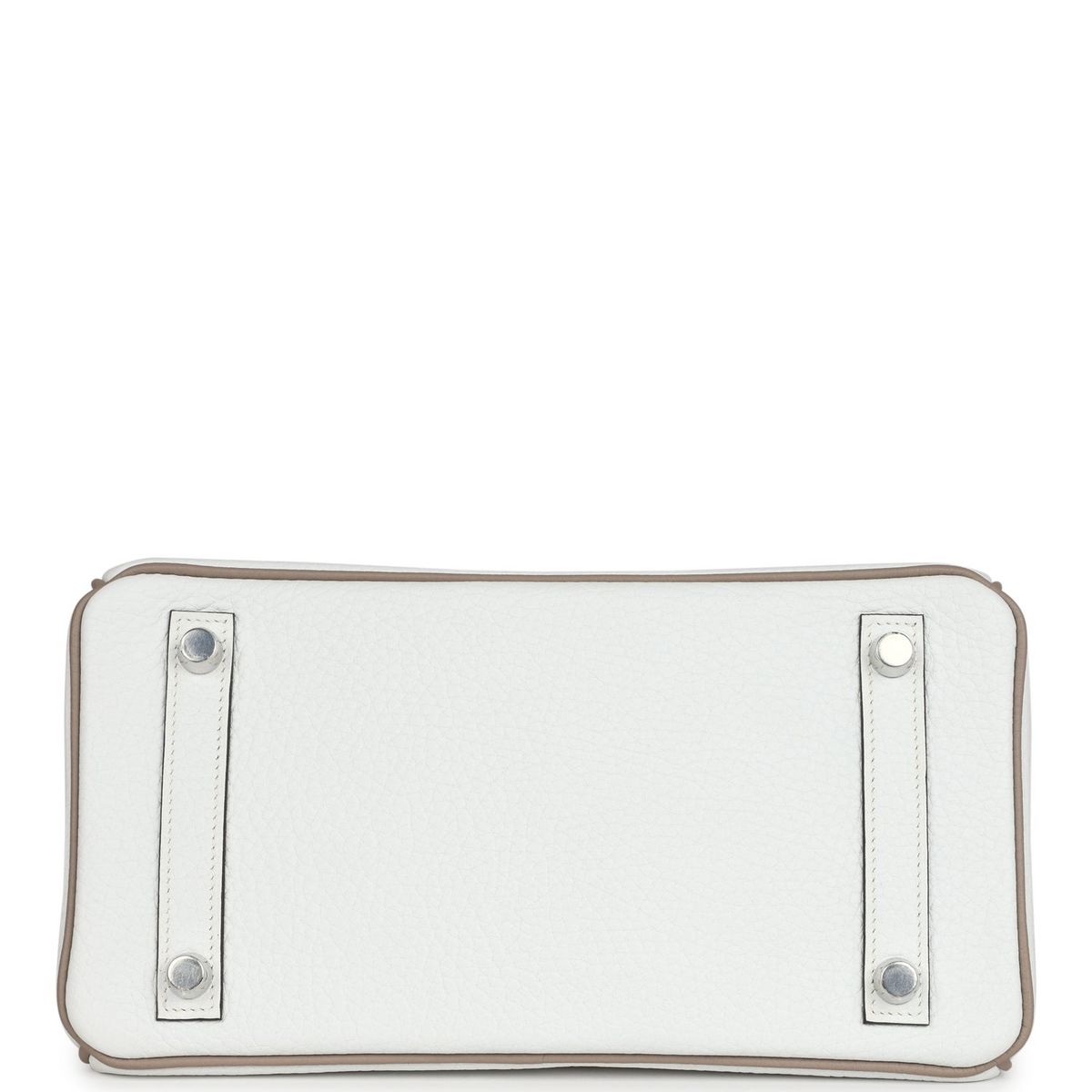 Hermès Special Order (HSS) Birkin 25 White and Etoupe Clemence Brushed Palladium Hardware