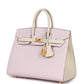 حقيبة بيركين سيلييه 25 بطلب خاص (HSS) باللونين الموف الشاحب (Mauve Pale) والكري (Craie) من جلد إبسوم مع قطع معدنية من ذهب مصقول