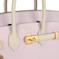حقيبة بيركين سيلييه 25 بطلب خاص (HSS) باللونين الموف الشاحب (Mauve Pale) والكري (Craie) من جلد إبسوم مع قطع معدنية من ذهب مصقول
