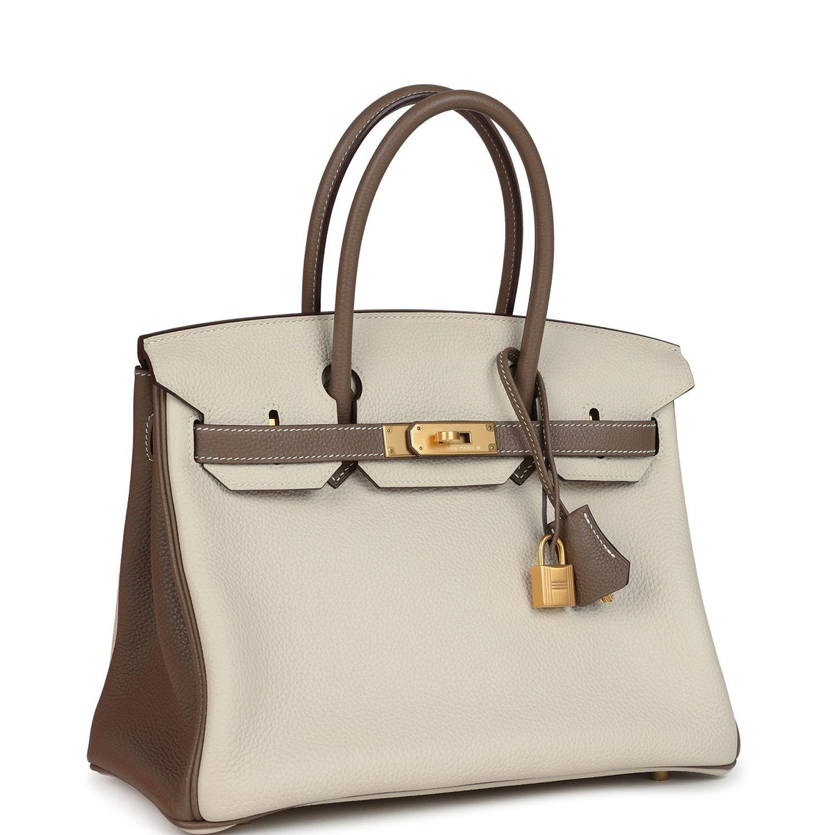 Hermès Special Order (HSS) Birkin 30 Etoupe and Craie Togo Brushed Gold Hardware