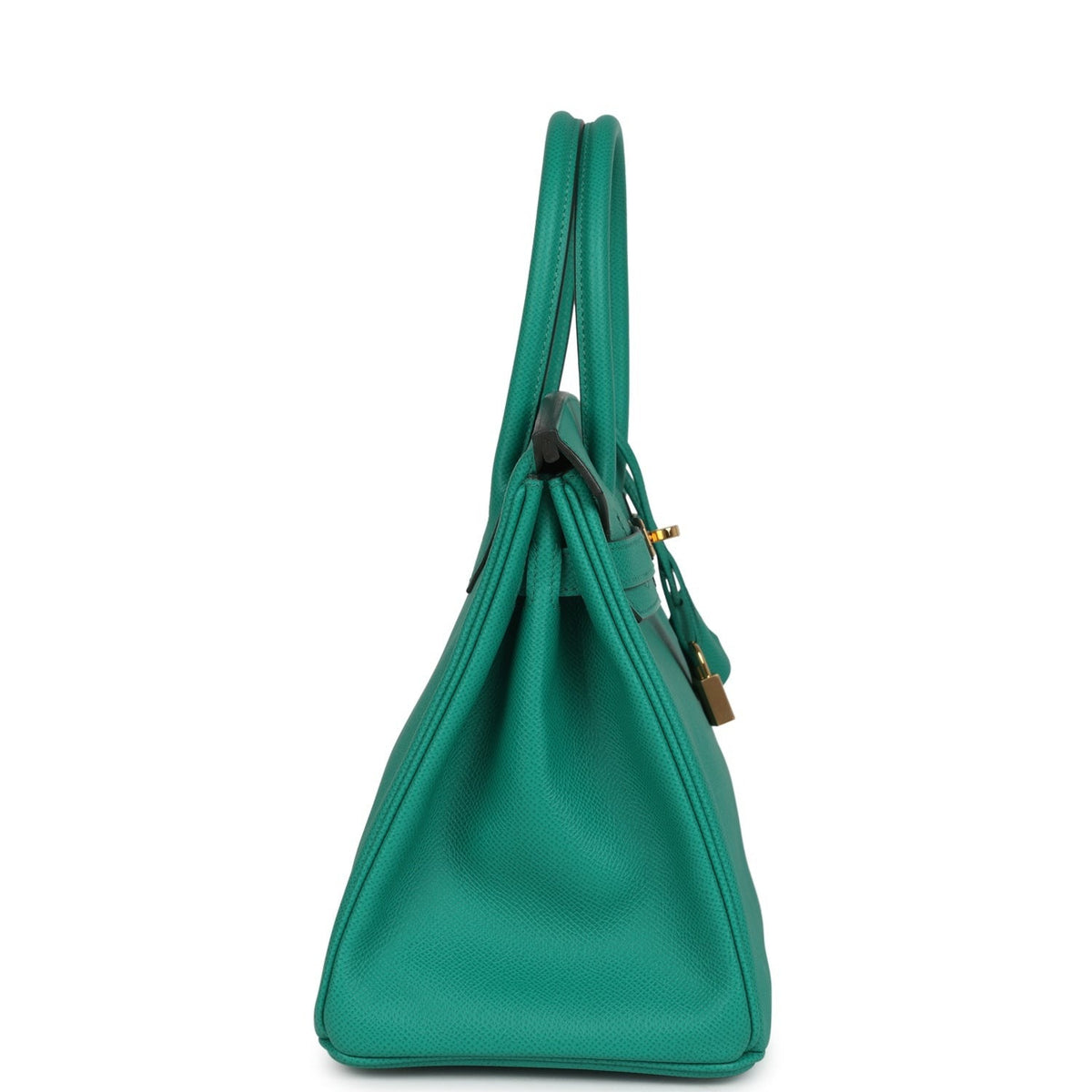 حقيبة بيركين 30 بلون أخضر اليشم (Vert Jade) من جلد إبسوم مع إكسسوارات ذهب