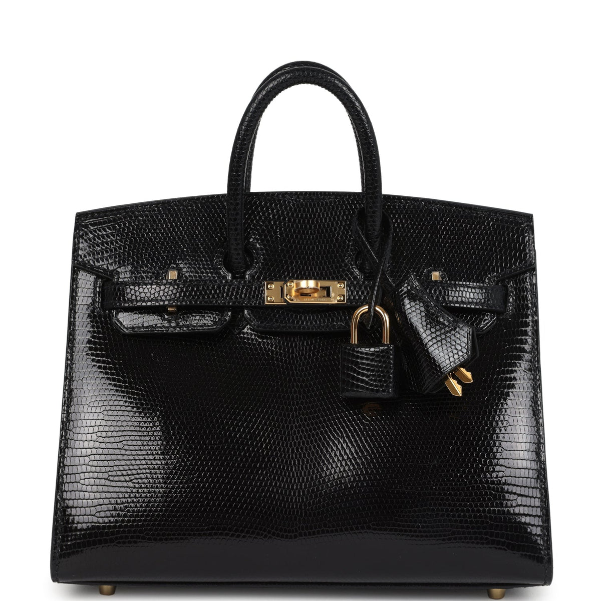 Birkin Sellier 20 Black Varanus Niloticus Lizard Gold Hardware