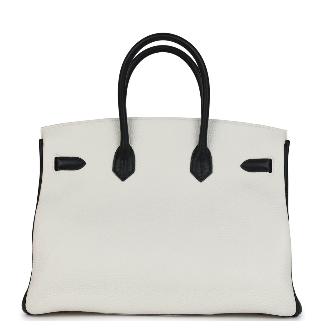 Hermès Special Order (HSS) Birkin White and Black Clemence Brushed Gold Hardware