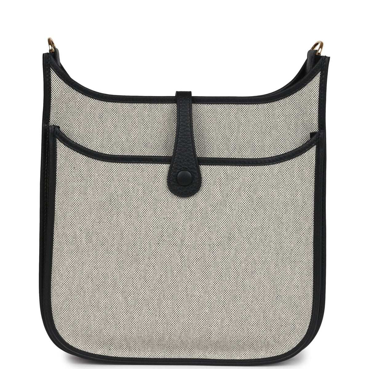 Evelyne III PM Black Clemence and Ecru Toile Gold Hardware