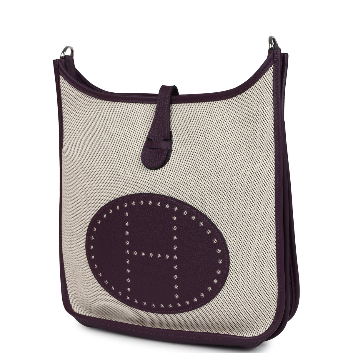 Evelyne III PM Cassis Clemence and Ecru Toile H Palladium Hardware