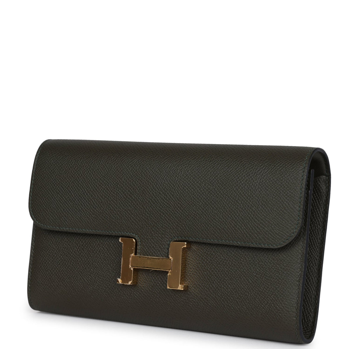 Constance Wallet To Go Vert De Gris Epsom Gold Hardware