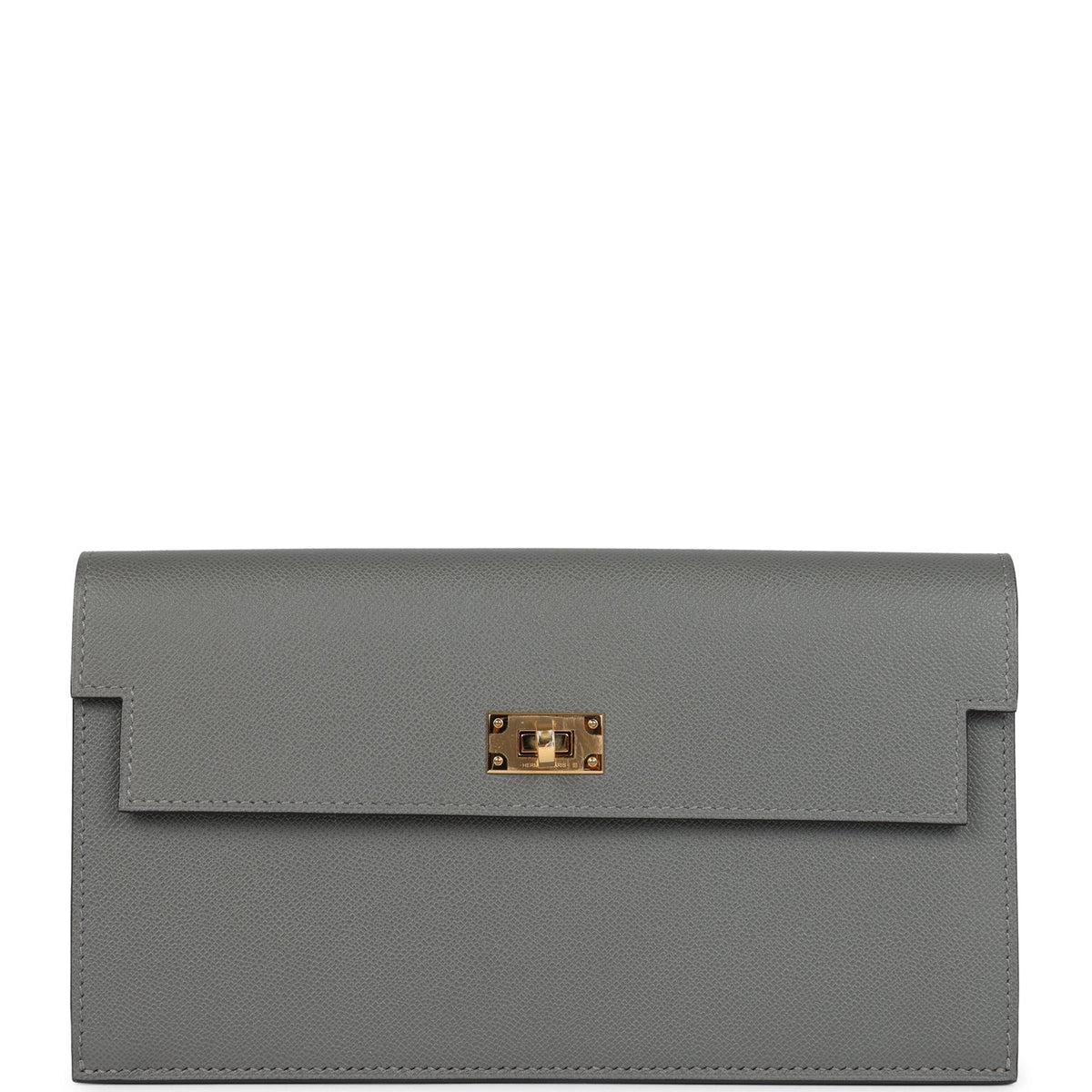 Kelly Pocket Long Wallet Gris Meyer Madame Gold Hardware