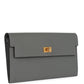 Kelly Pocket Long Wallet Gris Meyer Madame Gold Hardware