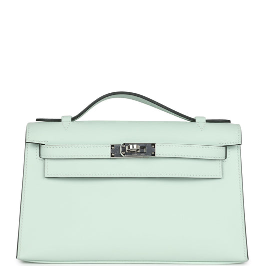 Kelly Pochette Vert Peppermint Swift Palladium Hardware