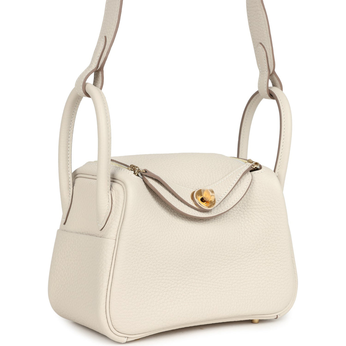 Mini Lindy II Craie Clemence Gold Hardware
