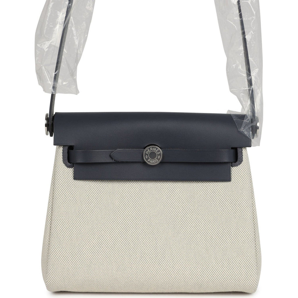 Herbag Zip 20 Mini Ecru وBleu Glacier Toile H Canvas وArdoise Vache Hunter Palladium Hardware