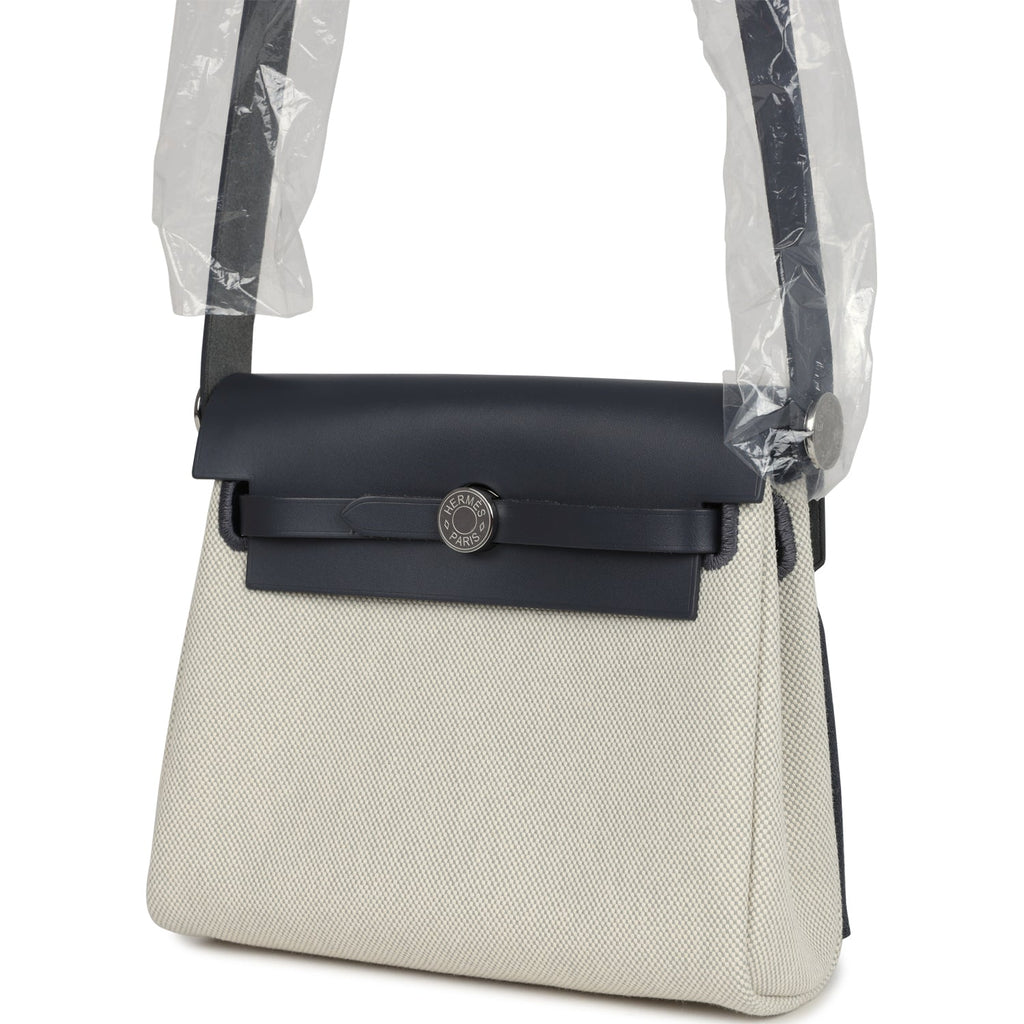 Herbag Zip 20 Mini Ecru وBleu Glacier Toile H Canvas وArdoise Vache Hunter Palladium Hardware