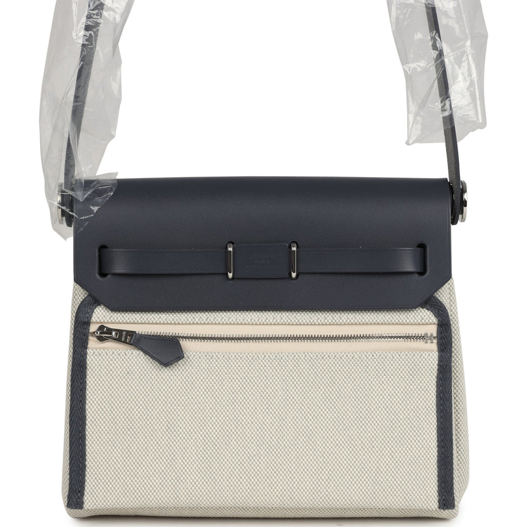 Herbag Zip 20 Mini Ecru وBleu Glacier Toile H Canvas وArdoise Vache Hunter Palladium Hardware