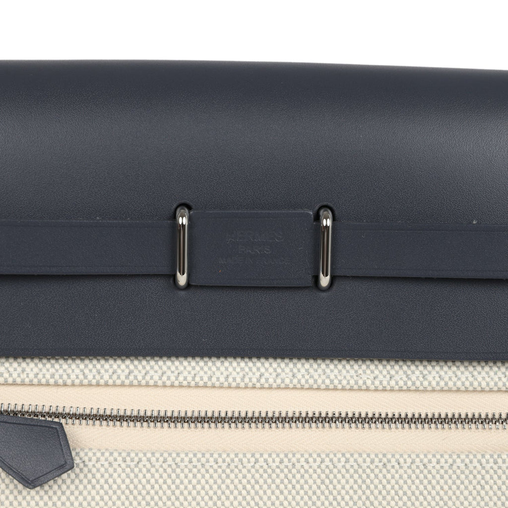 Herbag Zip 20 Mini Ecru وBleu Glacier Toile H Canvas وArdoise Vache Hunter Palladium Hardware