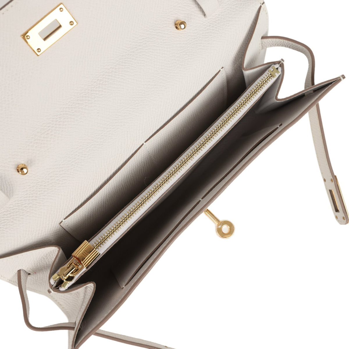 Kelly Wallet To Go Gris Pale Epsom Gold Hardware