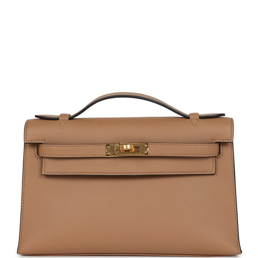 Kelly Pochette Chai Swift Gold Hardware