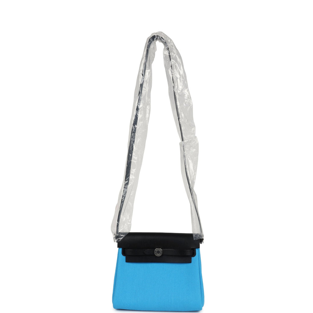 Herbag Zip 20 Mini Bleu Riviera Toile H Canvas and Black Vache Hunter Palladium Hardware