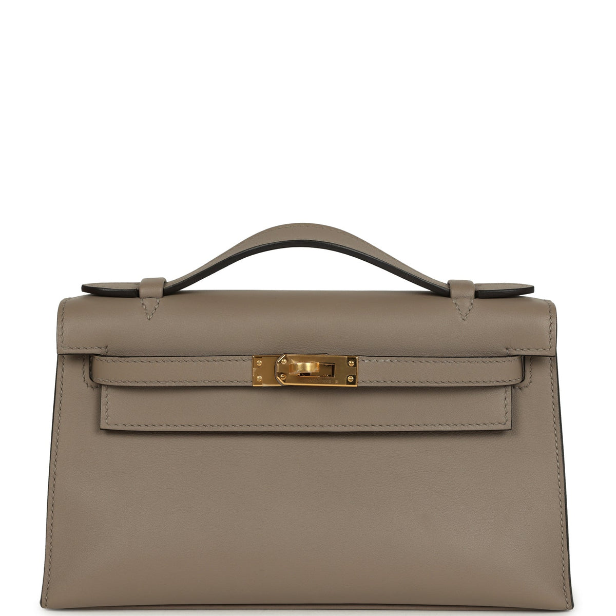 Kelly Pochette Gris Asphalte Swift Gold Hardware