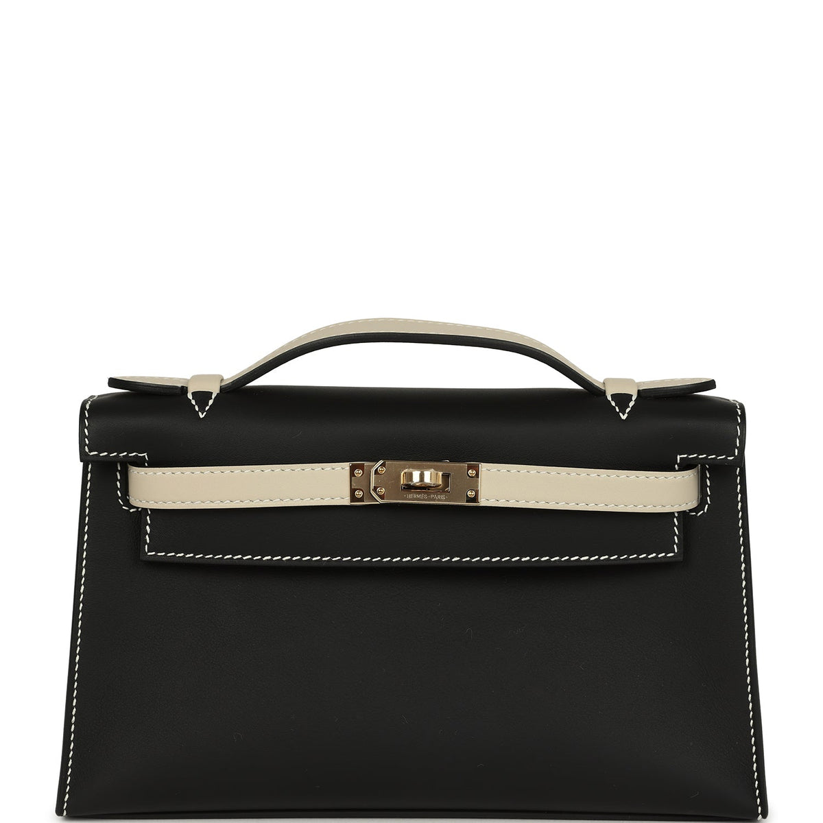 Special Order (HSS) Kelly Pochette Black and Beton Swift Permabrass Hardware