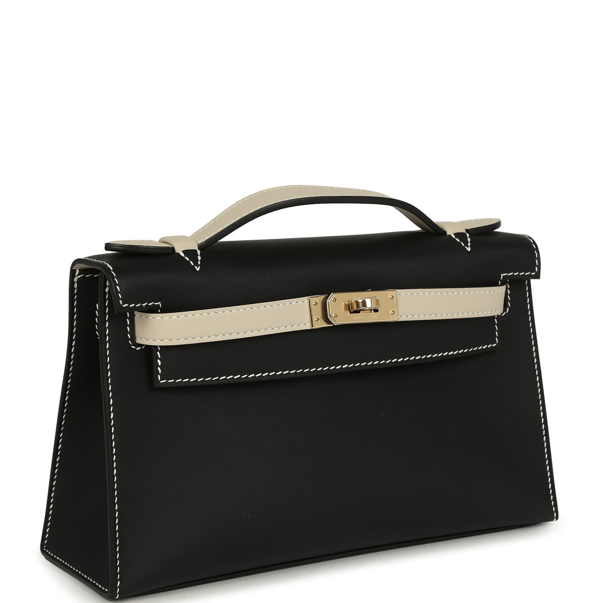 Special Order (HSS) Kelly Pochette Black and Beton Swift Permabrass Hardware