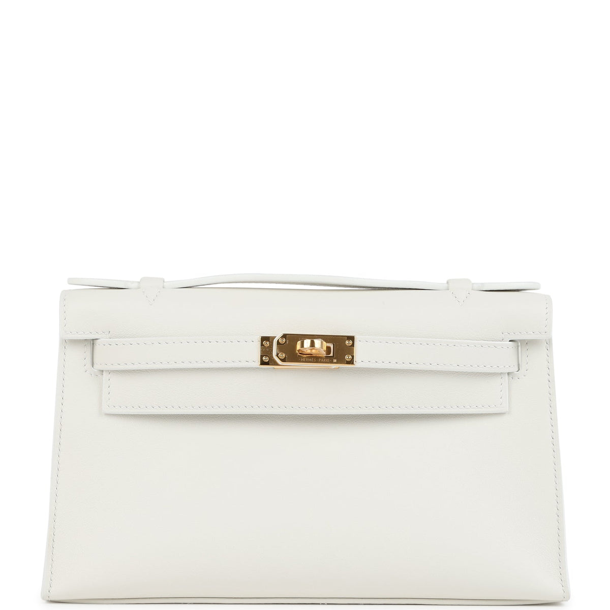 Kelly Pochette White Swift Gold Hardware