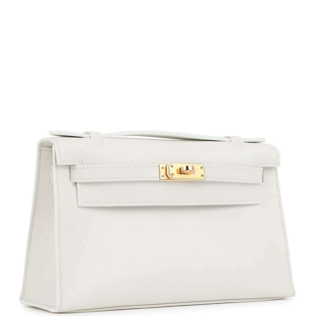 Kelly Pochette White Swift Gold Hardware