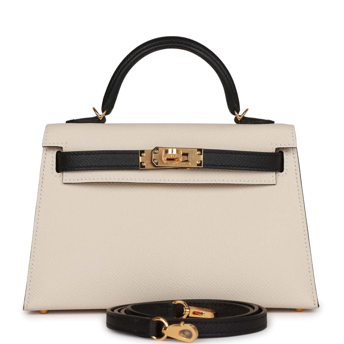 Special Order (HSS) Kelly Sellier 20 Craie and Black Epsom Gold Hardware