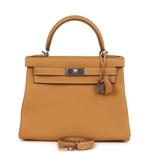 Kelly Retourne 28 Naturel Sable Togo Palladium Hardware