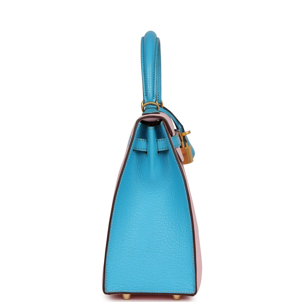 Special Order (HSS) Kelly Sellier 25 Rose Sakura and Bleu Aztec Chevre Brushed Gold Hardware