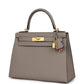 Special Order (HSS) Kelly Sellier 28 Gris Asphalte Verso Epsom Brushed Gold Hardware