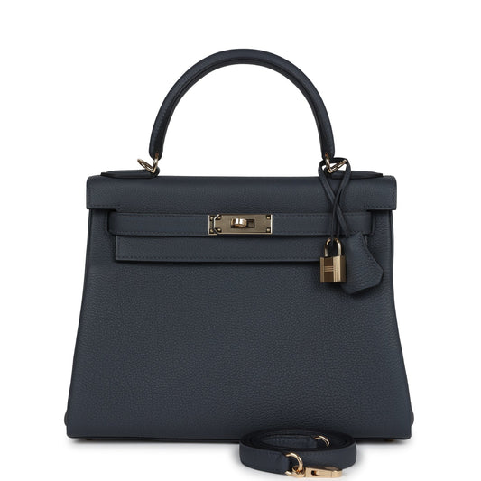 Kelly Retourne 28 Gris Misty Togo Permabrass Hardware