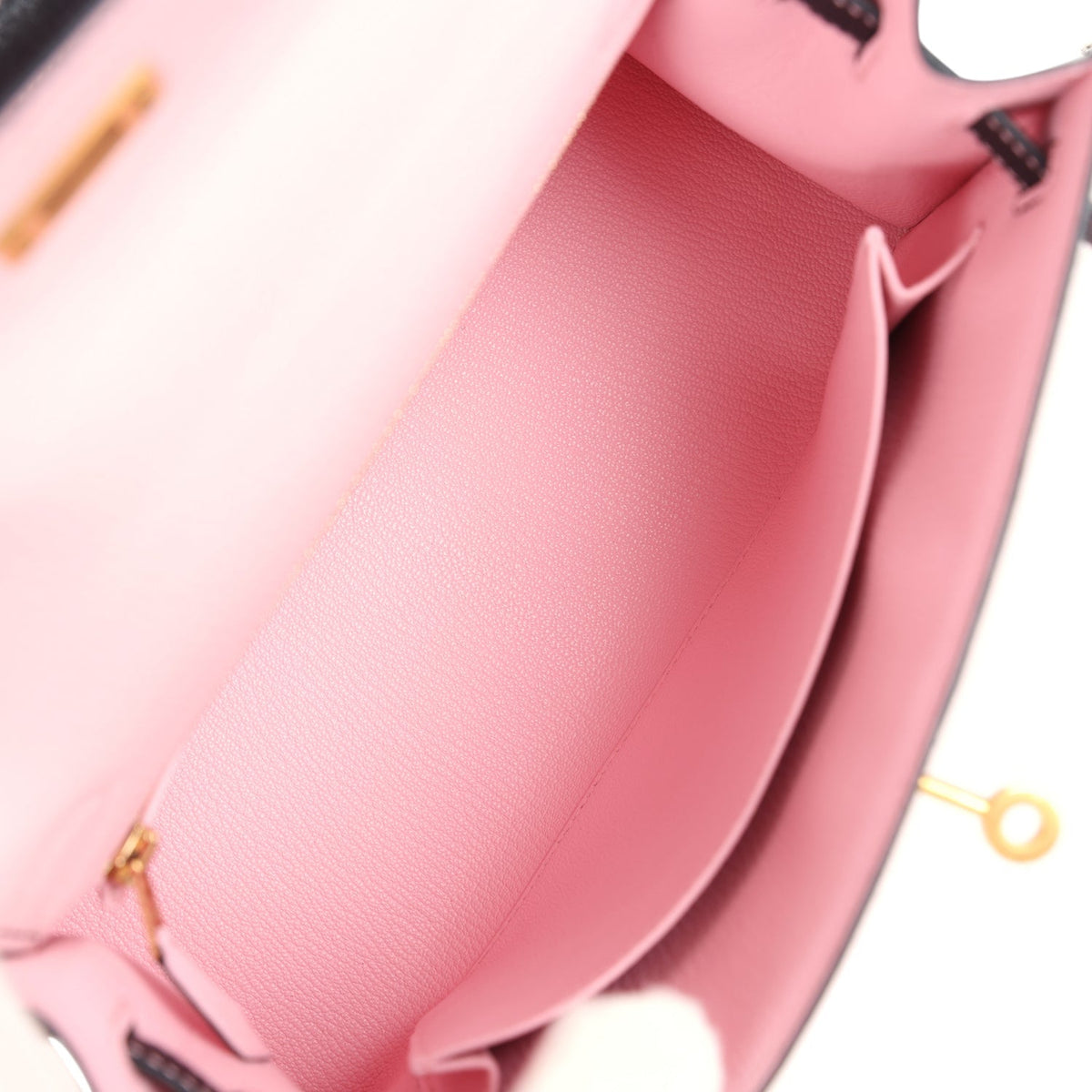 Special Order (HSS) Kelly Sellier 25 Rose Sakura and Black Chevre Mysore Brushed Gold Hardware