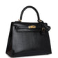 Kelly Sellier 25 Black Varanus Niloticus Lizard Gold Hardware