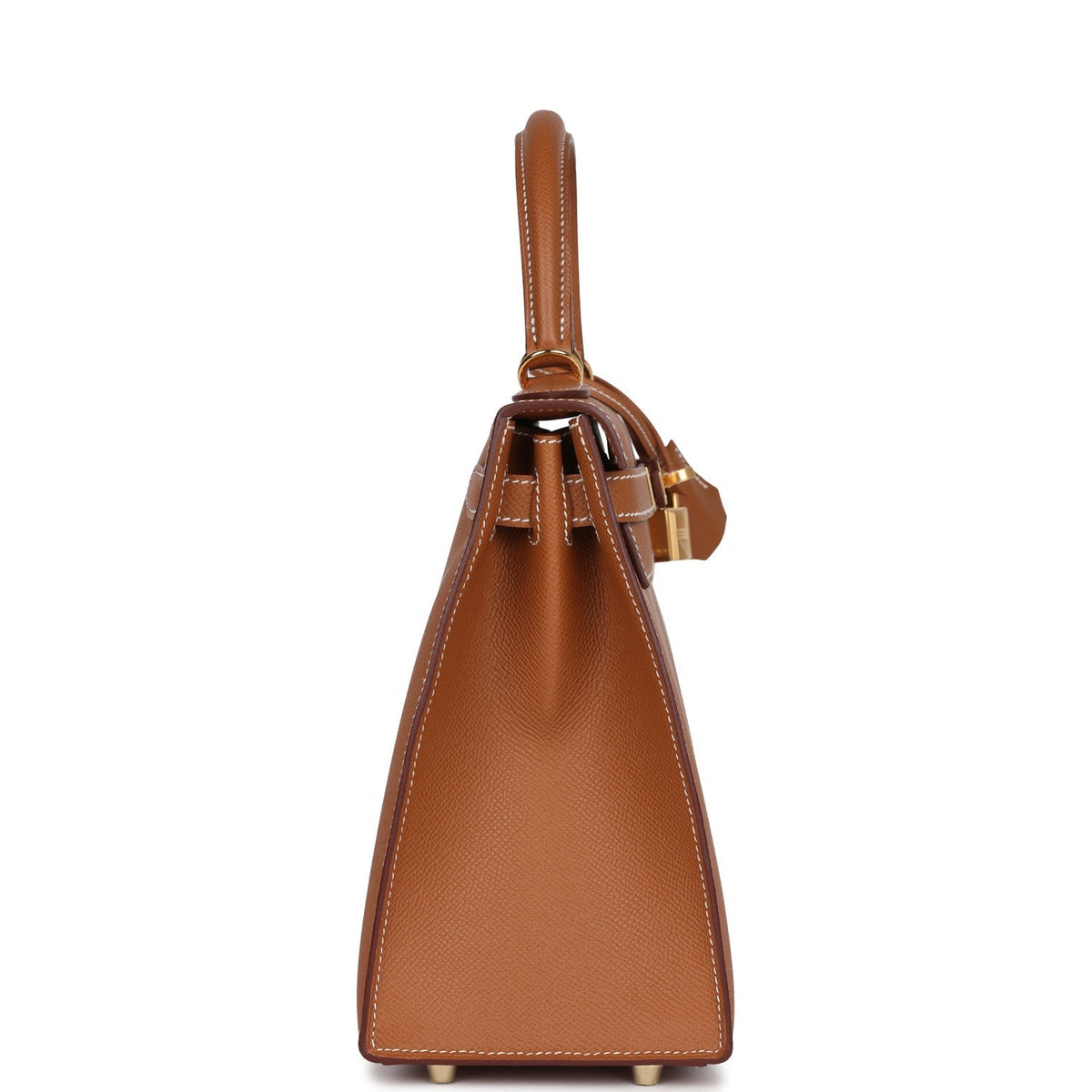 حقيبة كيلي سيلير 28 من جلد إبسوم مع قطع معدنية بلون ذهب