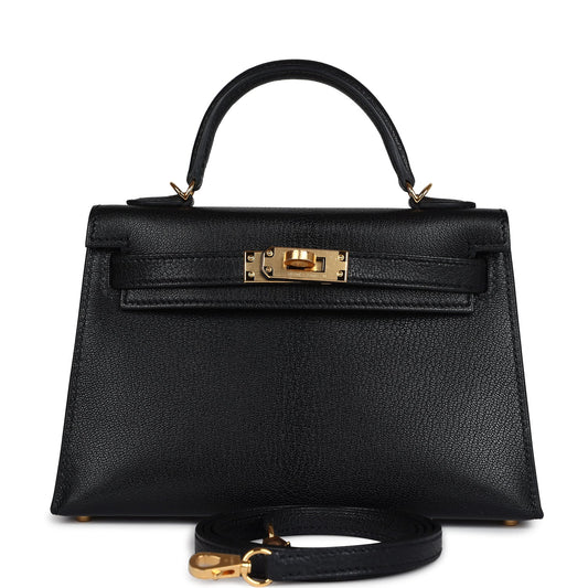 Kelly Sellier 20 Black Chevre Mysore Gold Hardware