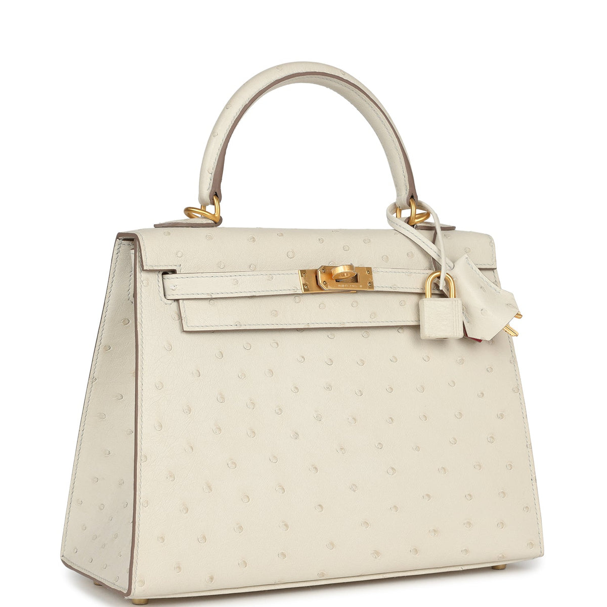 Special Order (HSS) Kelly Sellier 25 Beton Ostrich Verso Brushed Gold Hardware