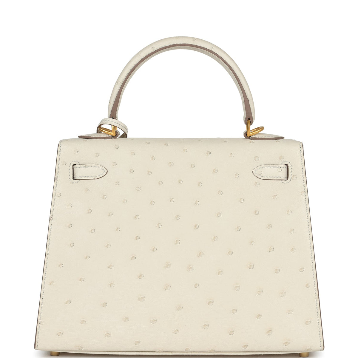 Special Order (HSS) Kelly Sellier 25 Beton Ostrich Verso Brushed Gold Hardware