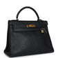 Vintage Kelly Retourne 32 Black Ardennes Gold Hardware