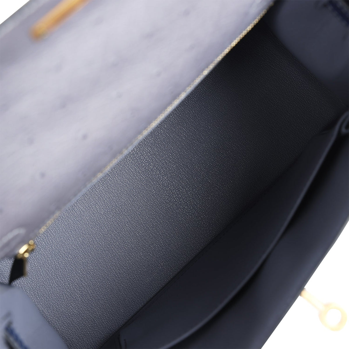 Special Order (HSS) Kelly Sellier 25 Gris Agate and Bleu Iris Ostrich Brushed Gold Hardware