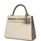 Special Order (HSS) Kelly Sellier 25 Craie and Gris Asphalte Epsom Brushed Gold Hardware