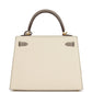 Special Order (HSS) Kelly Sellier 25 Craie and Gris Asphalte Epsom Brushed Gold Hardware