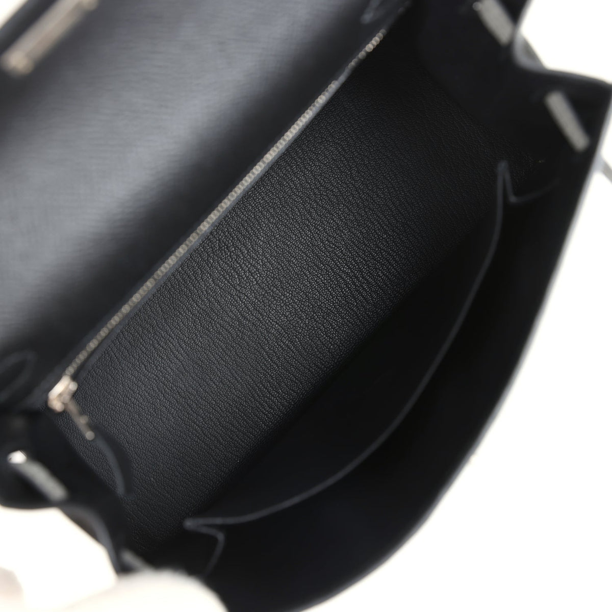 Special Order (HSS) Kelly Sellier 25 Black and Gris Mouette Epsom Brushed Gold Hardware