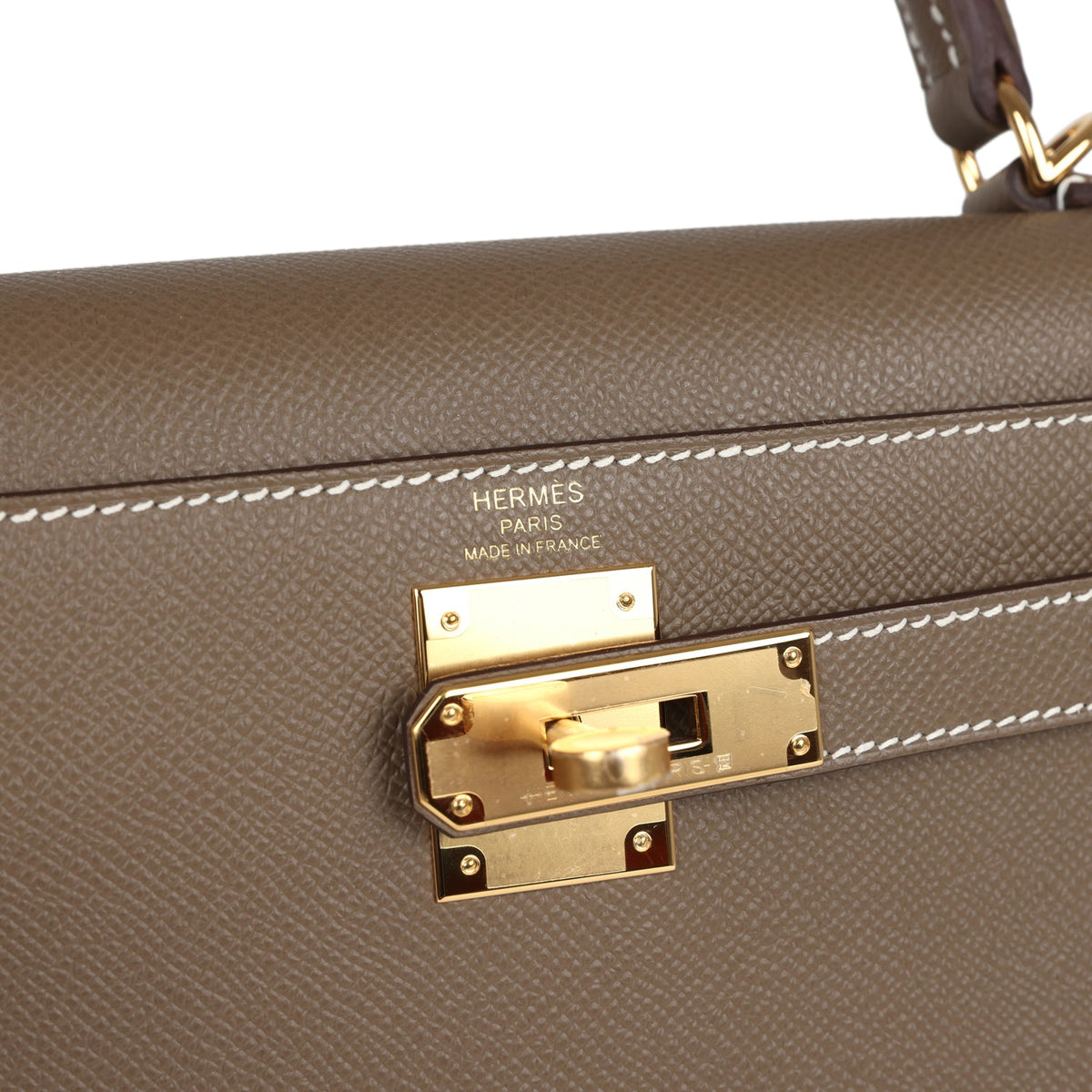Kelly Sellier 28 Etoupe Epsom Gold Hardware