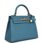 Kelly Sellier 28 Blue Jean Epsom Gold Hardware