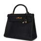 Vintage Kelly Retourne 32 Black Fjord Gold Hardware