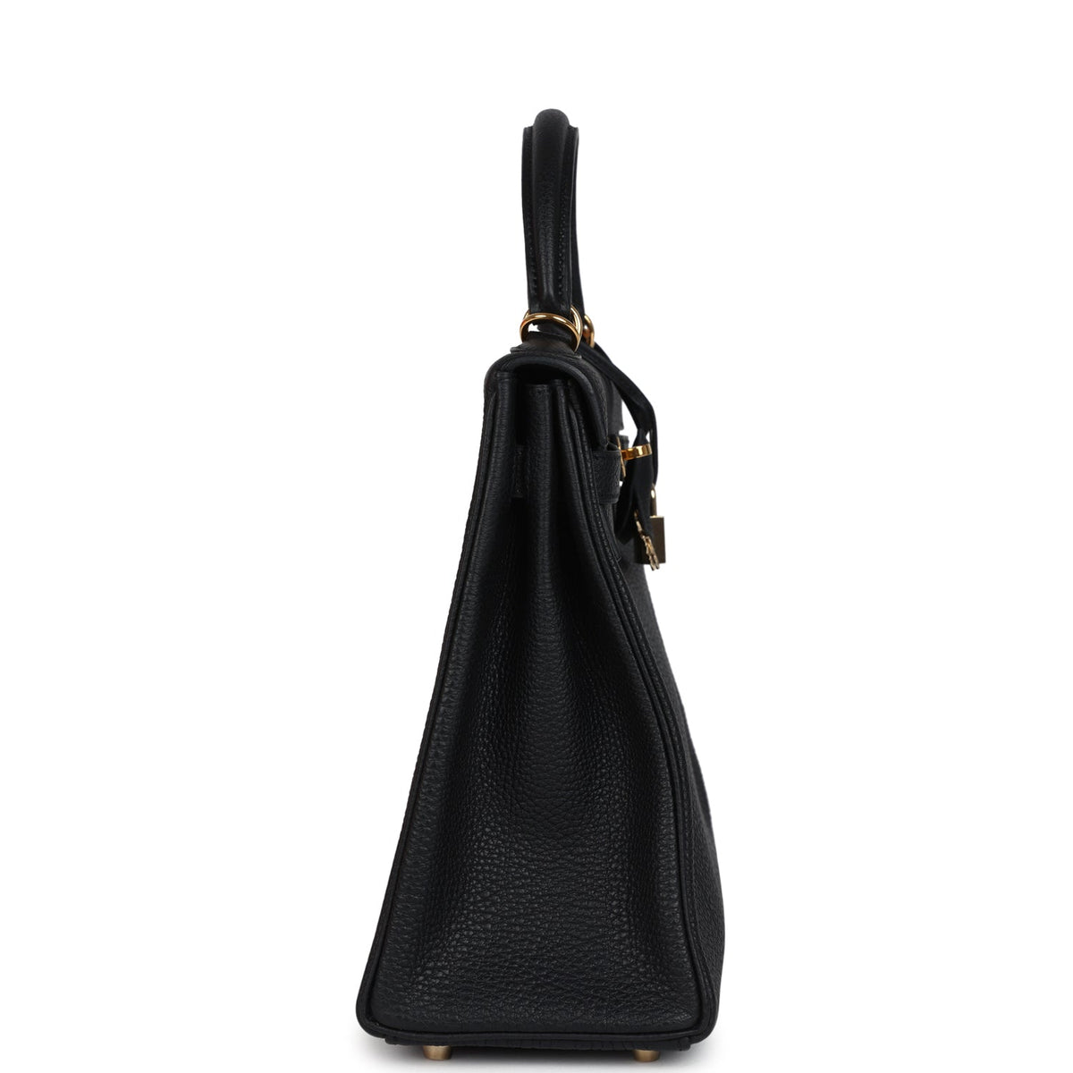 Vintage Kelly Retourne 32 Black Fjord Gold Hardware