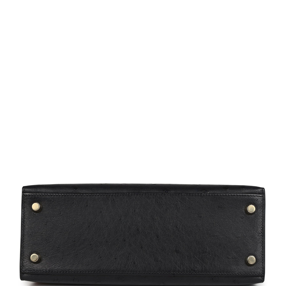 Kelly Sellier 25 Black Ostrich Gold Hardware