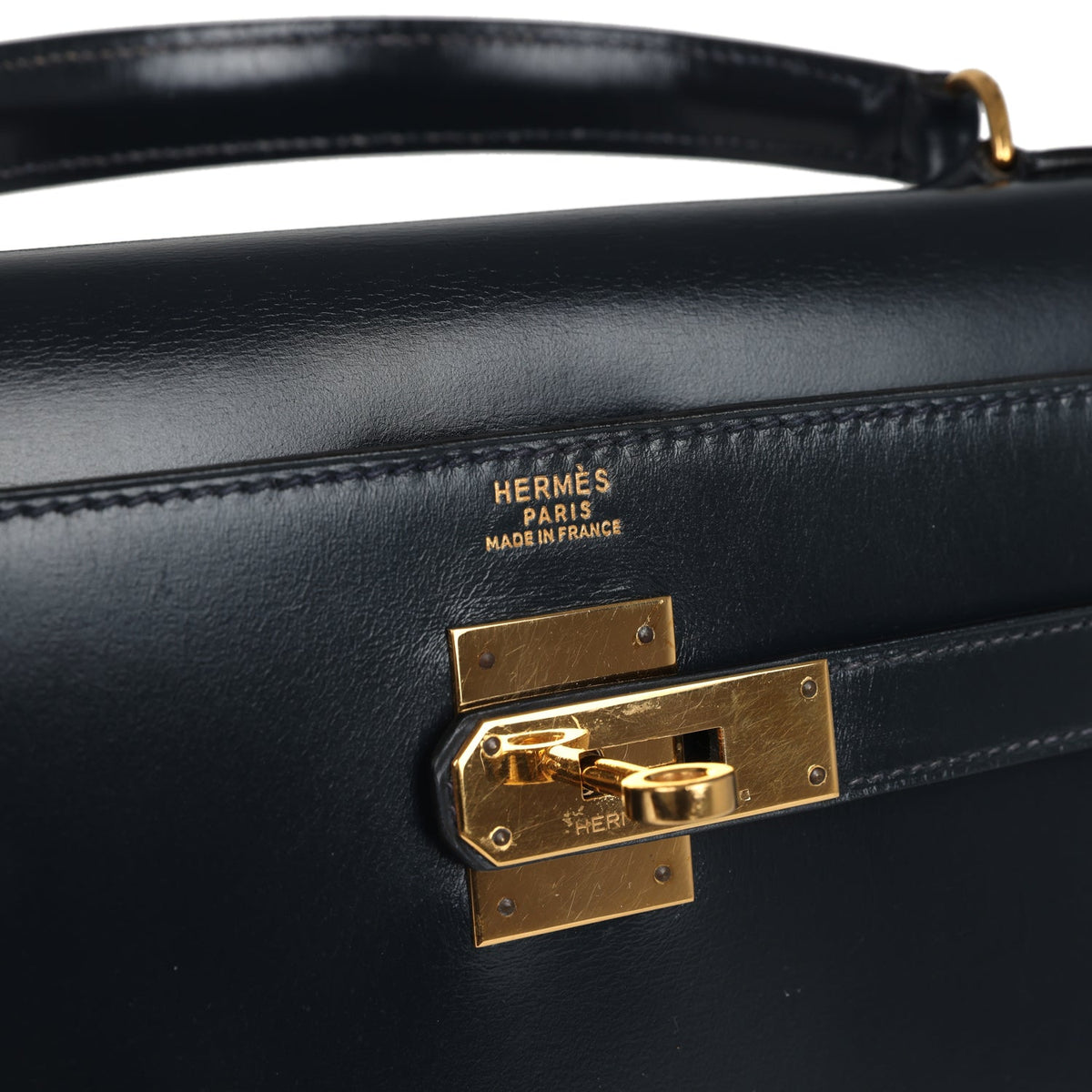 Vintage Kelly Sellier 32 Bleu Indigo Box Gold Hardware